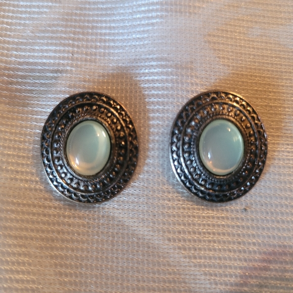 Mandala Inspired Stone Button Earrings - Picture 1 of 5